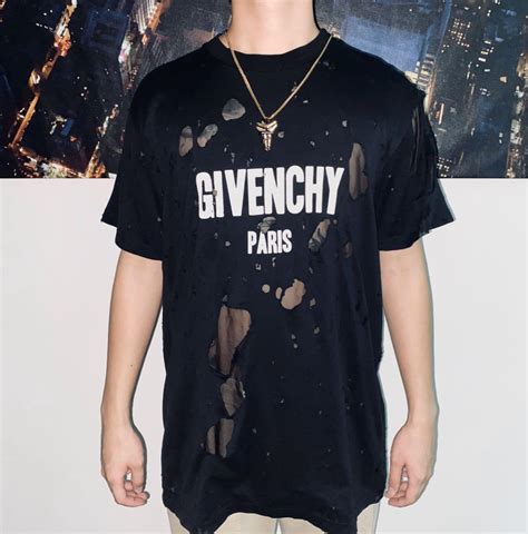 givenchy destroyed t shirt blue|Givenchy polo shirts.